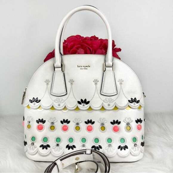 kate spade Handbags - 🍓 Kate Spade white bejeweled satchel 🍓